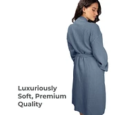 Cariloha Waffle Knit Bath Robe | Marine Blue | Unisex, Small/Medium | Viscose Material | Soft, Comfortable, & Wicks Moisture