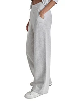 Dkny Sport Women's Embroidered-Logo Wide-Leg Fleece Sweatpants