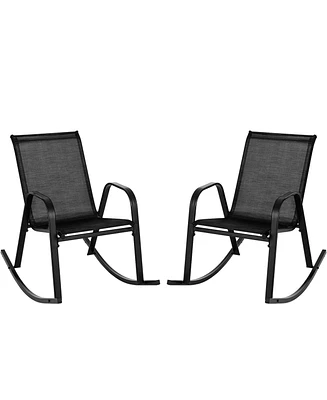 2 Pce Patio Rocking Chair Heavy-Duty Metal Rocker Outdoor Anti-Slip