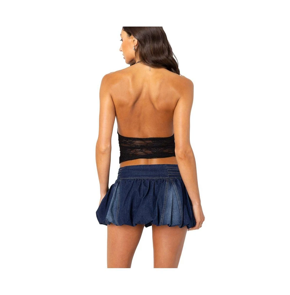Edikted Women's Simona sheer lace halter top