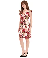 London Times Petite Printed Scuba A-Line Dress