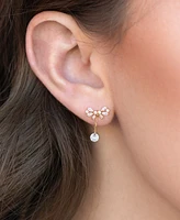 Girls Crew Crystal Mini Bow Dew Drop Earrings