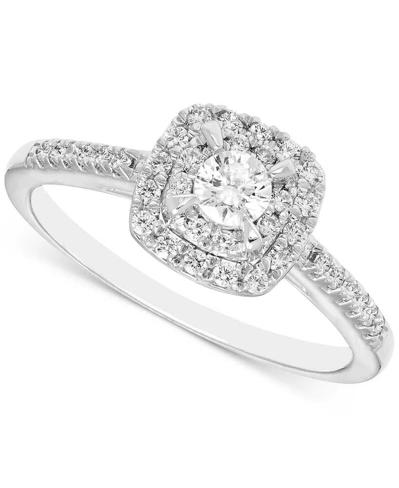 Diamond Double Halo Engagement Ring (3/8 ct. t.w.) in 14k White Gold