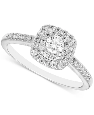 Diamond Double Halo Engagement Ring (3/8 ct. t.w.) in 14k White Gold