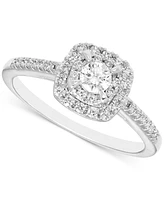 Diamond Double Halo Engagement Ring (3/8 ct. t.w.) in 14k White Gold