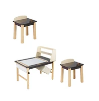 Slickblue Kids Art Table and Chairs Set with Paper Roll and Storage Bins-Coffee