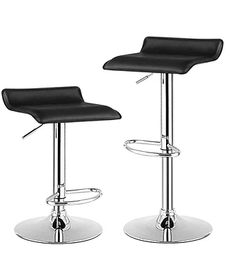 Sugift Set of 2 Modern Design Adjustable Pu Leather Backless Bar Stools