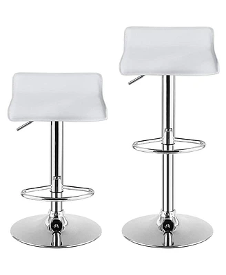 Sugift Set of 2 Modern Design Adjustable Pu Leather Backless Bar Stools