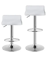 Sugift Set of 2 Modern Design Adjustable Pu Leather Backless Bar Stools