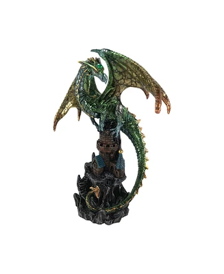 Fc Design 7.5"H Green Dragon on Castle Figurine Decoration Home Decor Perfect Gift for House Warming, Holidays and Birthdays