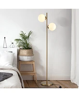 Homcom Modern Floor Lamp with 2 Globe Lamp Shade Reading Standing Light