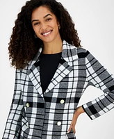 Kasper Women's Plaid Faux-Button Cardigan