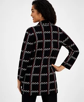 Kasper Women's Windowpane Faux-Button Cardigan