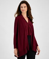 Kasper Petite Open-Front Long Sleeve Cardigan