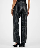 Kasper Women's Faux-Leather Faux-Fly Pants