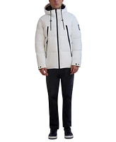 Karl Lagerfeld Men's Hooded Puffer with Elongated Zipper Pockets