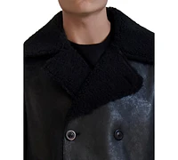 Karl Lagerfeld Men's Faux-Shearling Double-Breasted Car Coat