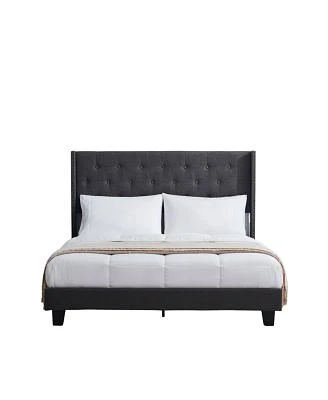 Clara Clark Wingback Diamond Upholstered Platform Bed