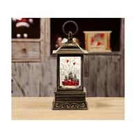 Slickblue Led Snow Globe Lantern With Truck And Forest Scene 10.25"h