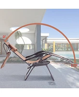 Gymax Folding Recliner Zero Gravity Lounge Chair W/ Shade Canopy Cup Holder