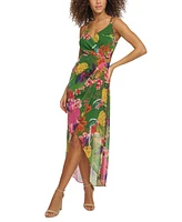 Siena Women's Floral Print Sleeveless High-Low Maxi Dress