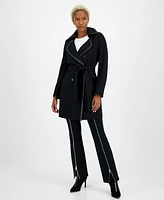 Bar Iii Women's Contrast-Trim Belted Compression Jacket, Created for Macy's