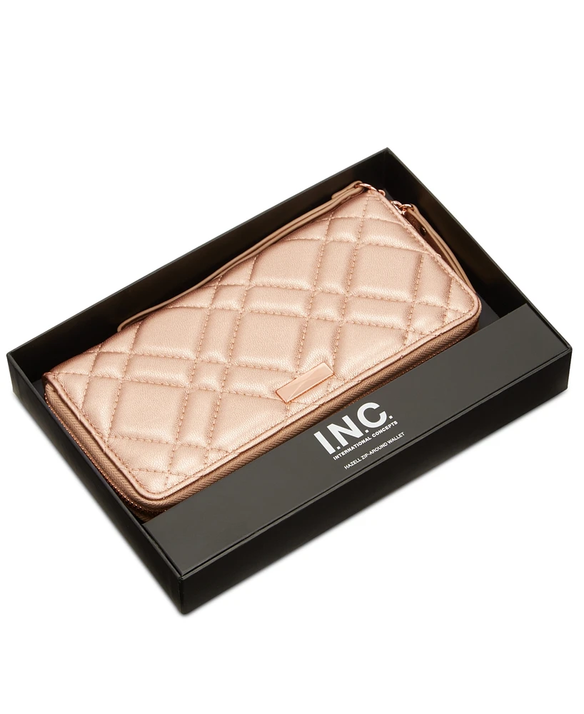 I.n.c. International Concepts Boxed Hazel Zip-Around Metallic Quilt Wristlet, Created for Macy's