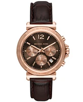 Michael Kors Women's Maren Chronograph Chocolate Leather Watch 40mm