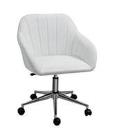 Vinsetto Chic U-Shaped Computer Armchair with Line Stitching and Faux Leather, White