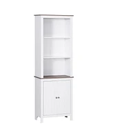 Homcom Wooden Tall Free Standing Stand Alone Bathroom Linen Tower Storage Cabinet