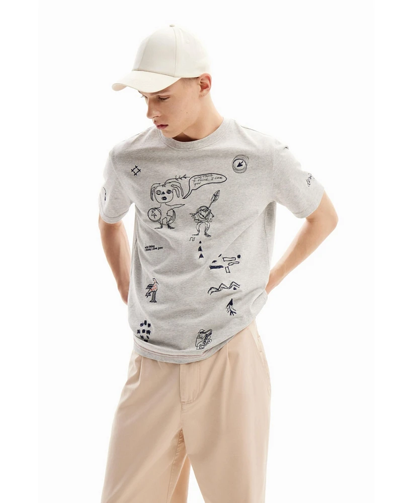 Desigual Men's Embroidered illustration T-shirt