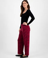 Jm Collection Women's Printed Wide-Leg Pull-On Knit Pants, Created for Macy's