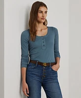 Lauren Ralph Women's Rib-Knit Henley Tee