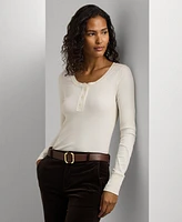 Lauren Ralph Women's Rib-Knit Henley Tee