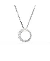 Swarovski Matrix Pendant, Crystal Pearl, Round Cut, White, Rhodium Plated Necklace