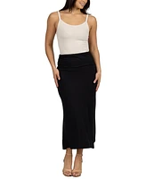 24seven Comfort Apparel Women's Comfortable Foldover Maxi Skirt