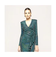 Nissa Women's Sequined Ruffle-Detail Midi Dress
