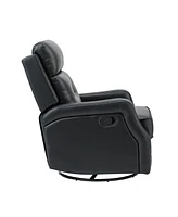Hulala Home Beatriz 28.74" Wide Genuine Leather Swivel Rocker Recliner