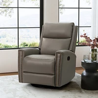 Hulala Home Fiacro 30.31''Wide Genuine Leather Swivel Rocker Recliner