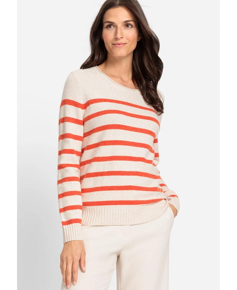 Olsen Women's Long Sleeve Striped Sweater