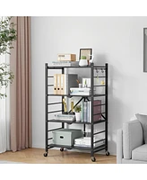 Sugift 4-Tier Foldable Storage Shelves, Metal Shelving Units, Storage Rack, Black