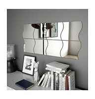 vidaXL Wall Mirrors 8 pcs 7.9"x7.9" Wave Glass