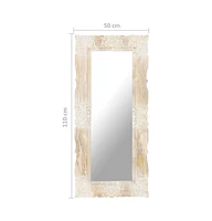 vidaXL Mirror White 43.3"x19.7" Solid Mango Wood