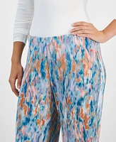 Jm Collection Women's Printed Plisse Wide-Leg Pants, Created for Macy's