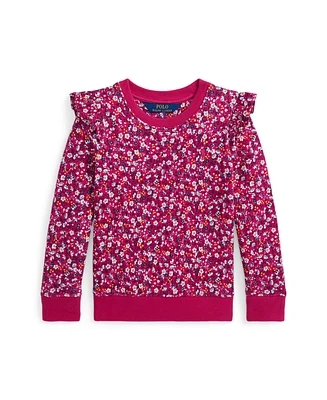 Polo Ralph Lauren Toddler and Little Girls Floral Ruffled Fleece Sweatshirt