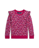 Polo Ralph Lauren Toddler and Little Girls Floral Ruffled Fleece Sweatshirt