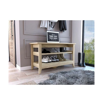 Fm Furniture Vilna storage bench in melamine, two open shelves, four legs