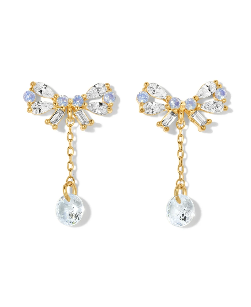 Girls Crew Crystal Mini Bow Dew Drop Earrings