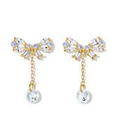 Girls Crew Crystal Mini Bow Dew Drop Earrings