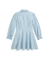 Polo Ralph Lauren Toddler and Little Girls Ruffled Cotton Chambray Dress